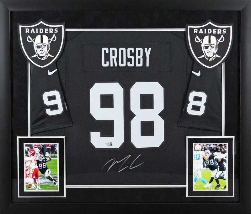Maxx Crosby Signed Las Vegas Raiders Framed Football Jersey with Fanatics COA